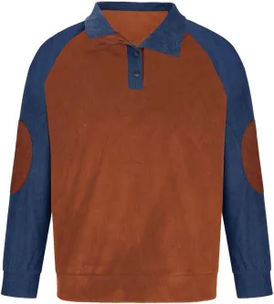 Mens Quarter Button Sweatshirt Independence Day Casual Fashion Soft And Comfortable Vintage Stand Collar Long Sleeve