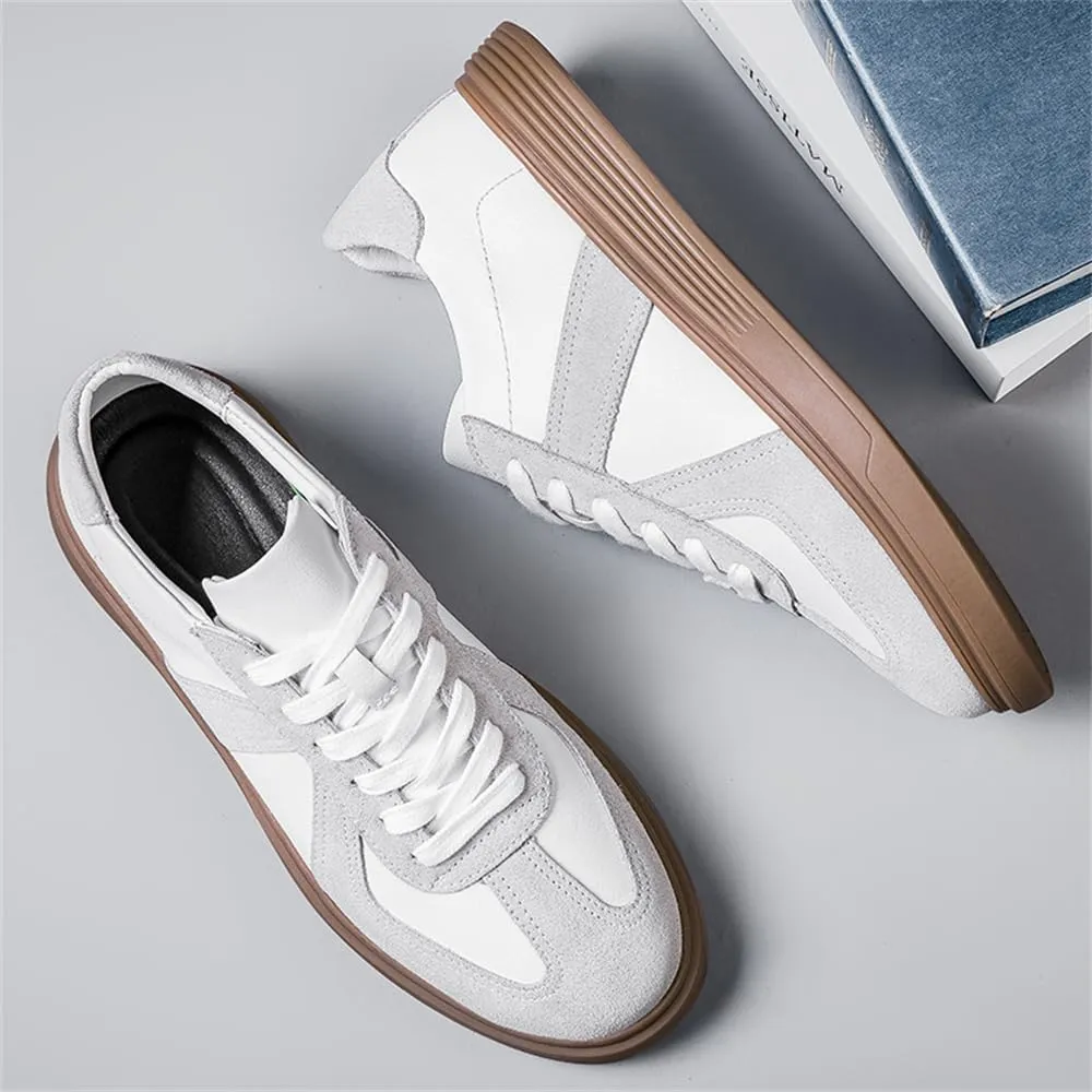 Men's Retro Leather Trainers Skateboarding Sneakers Shoes Casual Fashion Sneaker Lightweight for Men