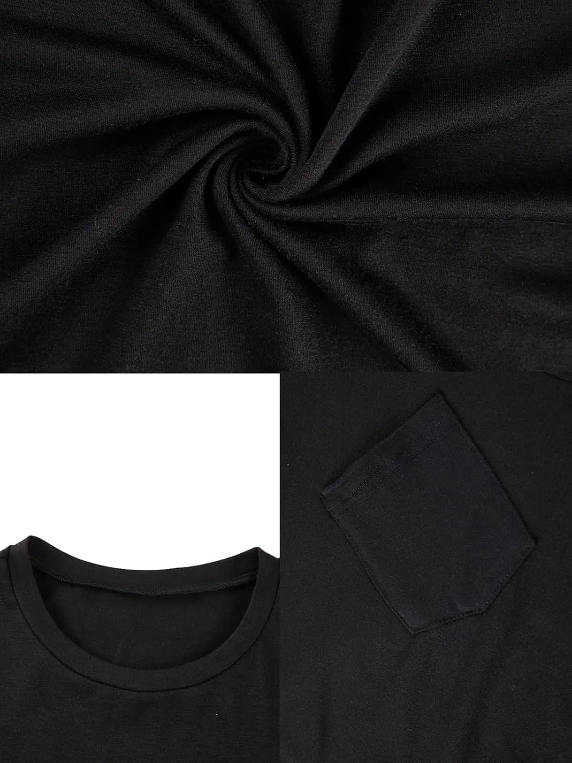 Men's Short Sleeve Soft T-Shirt Casual Solid Color Crew Neck Tee Tops Pocket Shirt