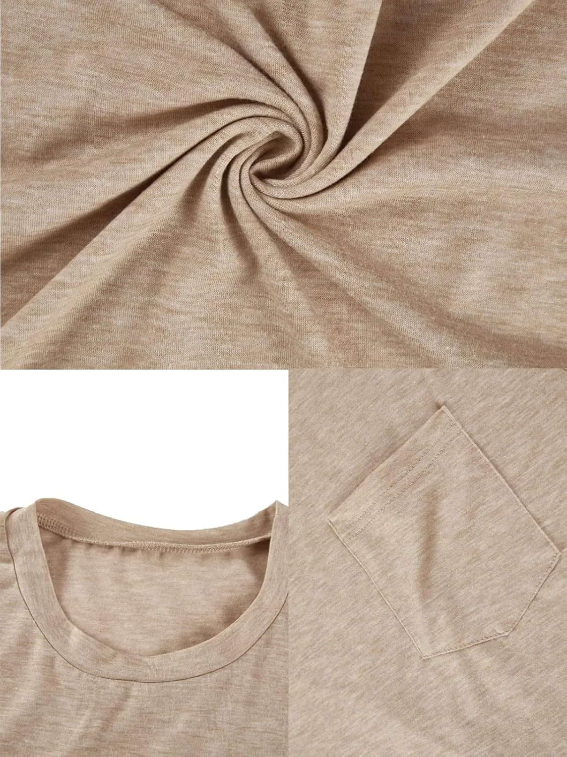 Men's Short Sleeve Soft T-Shirt Casual Solid Color Crew Neck Tee Tops Pocket Shirt