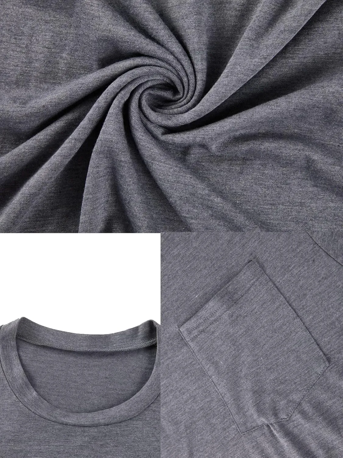 Men's Short Sleeve Soft T-Shirt Casual Solid Color Crew Neck Tee Tops Pocket Shirt