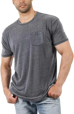 Men's Short Sleeve Soft T-Shirt Casual Solid Color Crew Neck Tee Tops Pocket Shirt