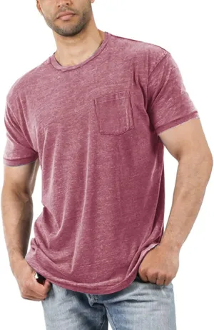 Men's Short Sleeve Soft T-Shirt Casual Solid Color Crew Neck Tee Tops Pocket Shirt