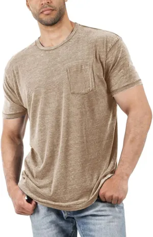 Men's Short Sleeve Soft T-Shirt Casual Solid Color Crew Neck Tee Tops Pocket Shirt