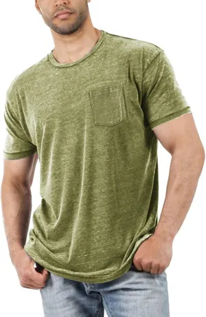 Men's Short Sleeve Soft T-Shirt Casual Solid Color Crew Neck Tee Tops Pocket Shirt