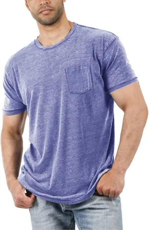 Men's Short Sleeve Soft T-Shirt Casual Solid Color Crew Neck Tee Tops Pocket Shirt