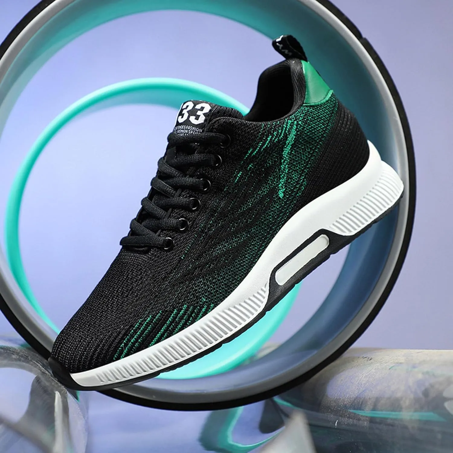 Men's Sneakers Lightweight Breathable Sports Shoes Casual Mesh Trainers with Hidden Lift Technology Stylish