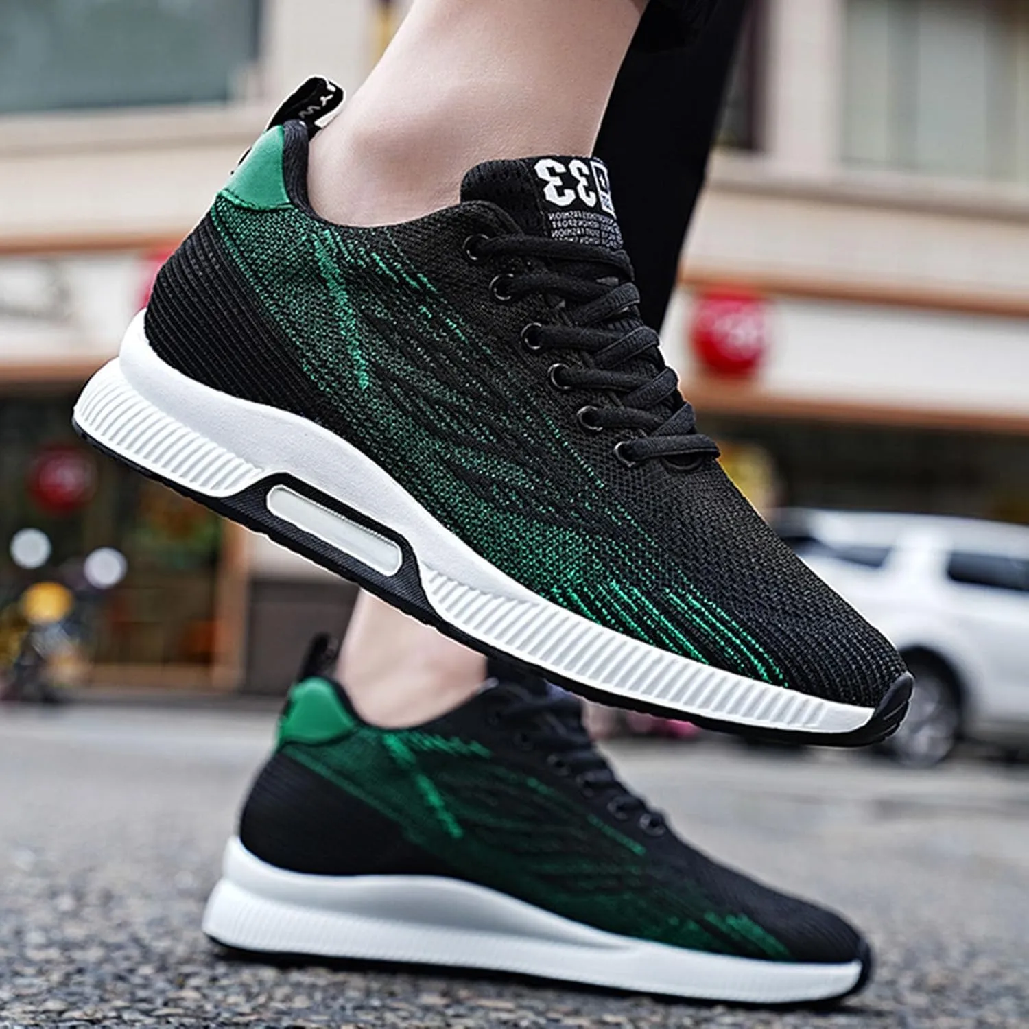 Men's Sneakers Lightweight Breathable Sports Shoes Casual Mesh Trainers with Hidden Lift Technology Stylish