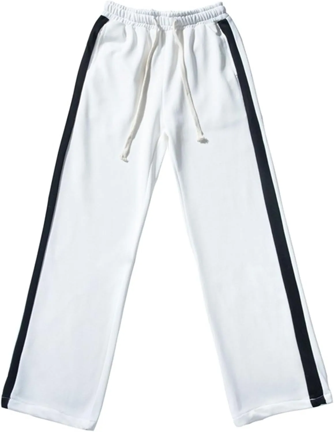 Men's Striped Stylish Outdoor Pants Straight Leg Casual Workout Trousers Loose Fit Drawstring Sweatpants