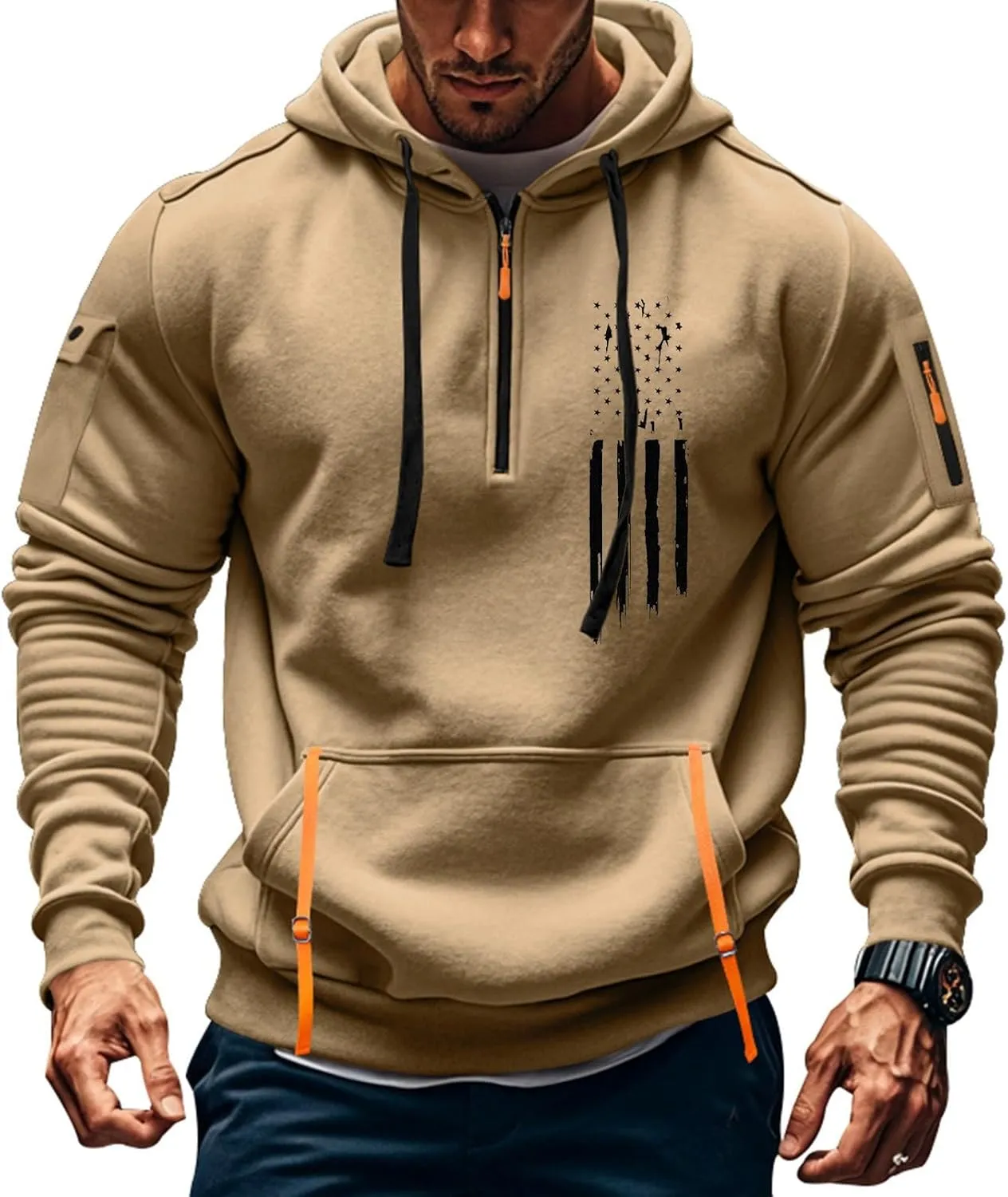 Mens Sweatshirts 1/4 Zip Stylish Lightweight Soft Drawstring Hoodies for Men Comfort Casual Hoodie with Pockets