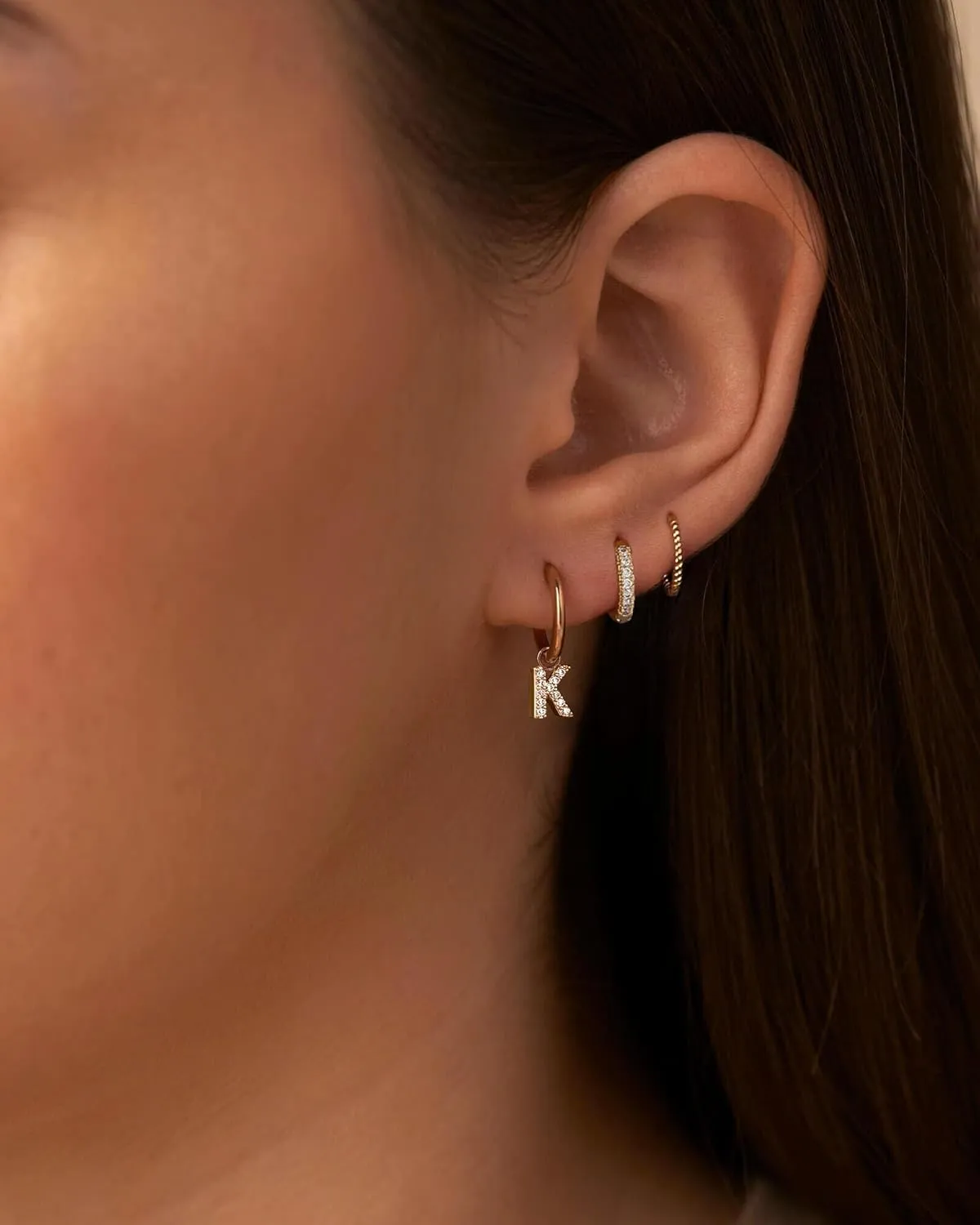 MIDEEO Initial Hoop Earrings for Women, 14K Gold Plated Hoop Letter Earrings Hypoallergenic Thick Monogram Cute Letter Name Chunky Hoop Jewelry for Christmas Gifts