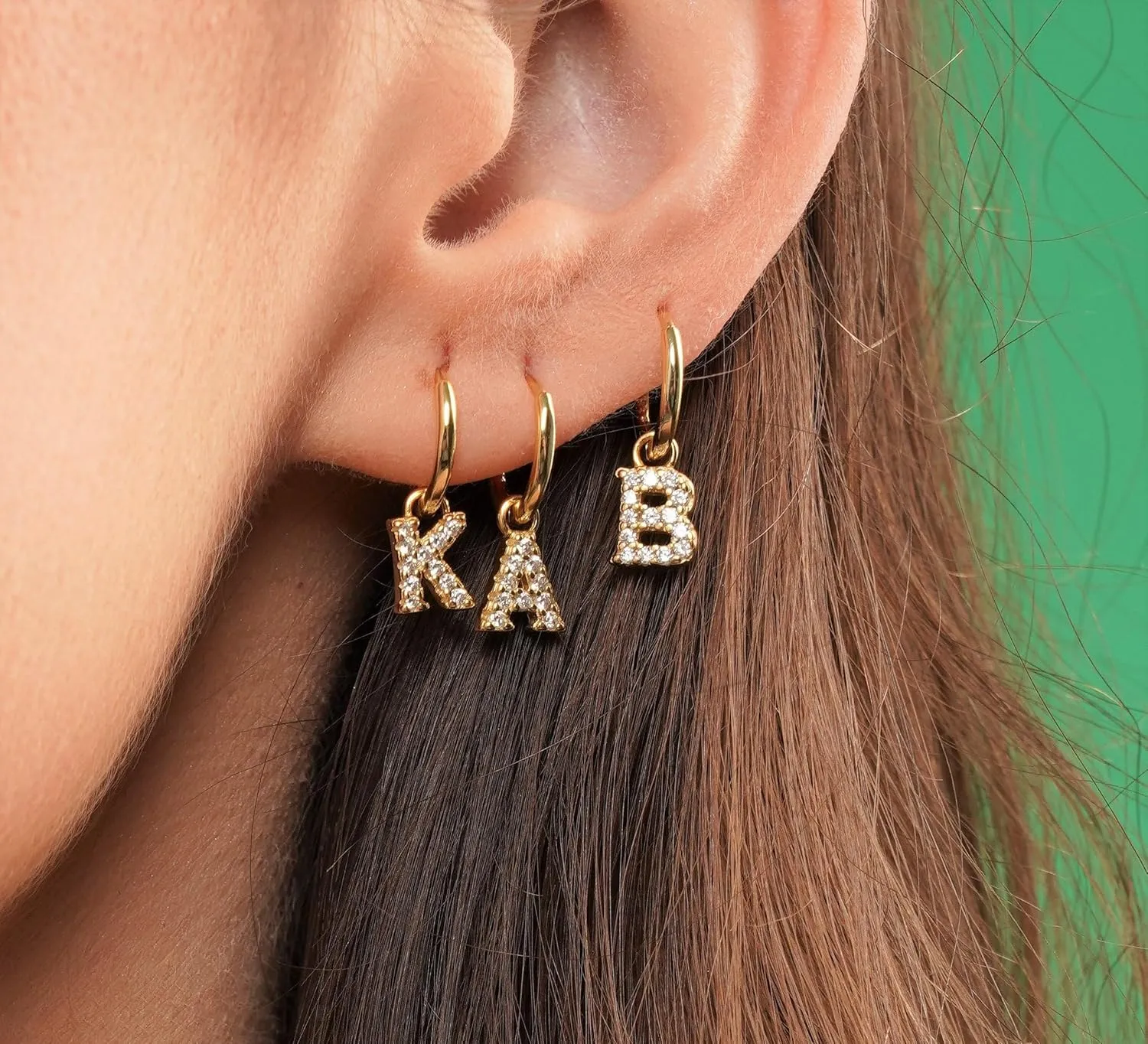 MIDEEO Initial Hoop Earrings for Women, 14K Gold Plated Hoop Letter Earrings Hypoallergenic Thick Monogram Cute Letter Name Chunky Hoop Jewelry for Christmas Gifts