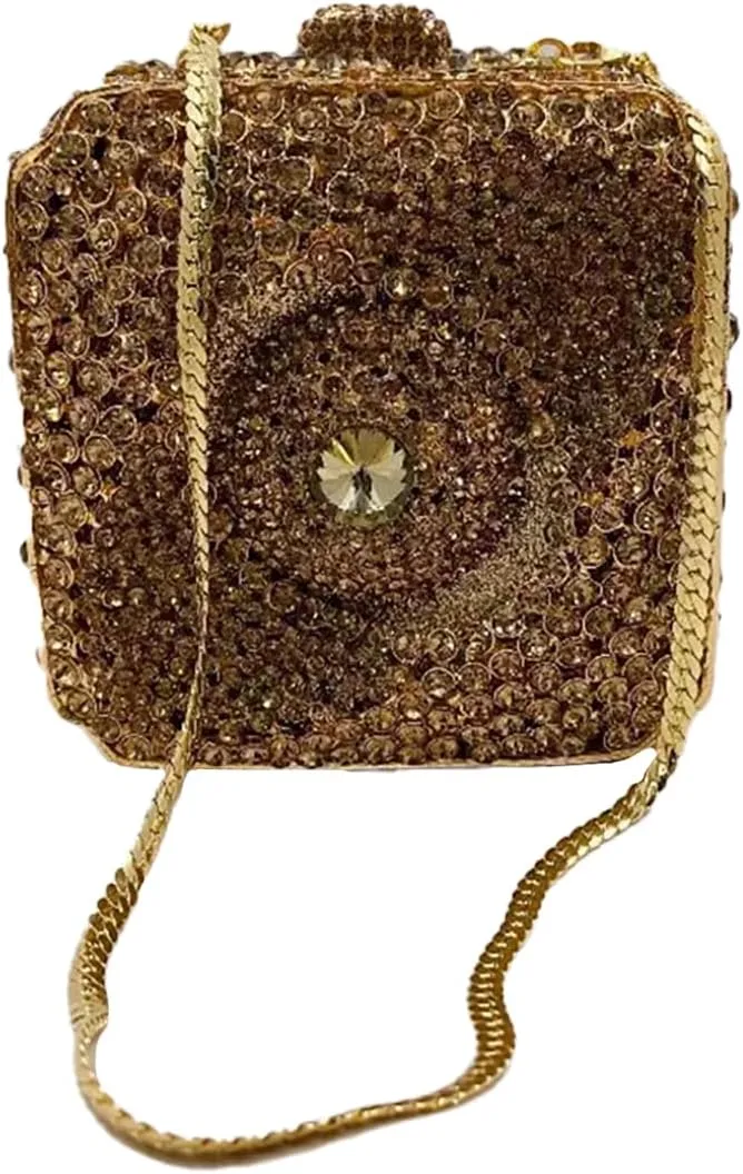 Mini Square Crystal Evening Bag for Women Special Eye Rhinestones Clutch Purse Bling Evening Party Dating Handbag