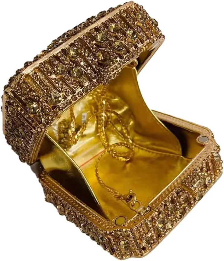 Mini Square Crystal Evening Bag for Women Special Eye Rhinestones Clutch Purse Bling Evening Party Dating Handbag
