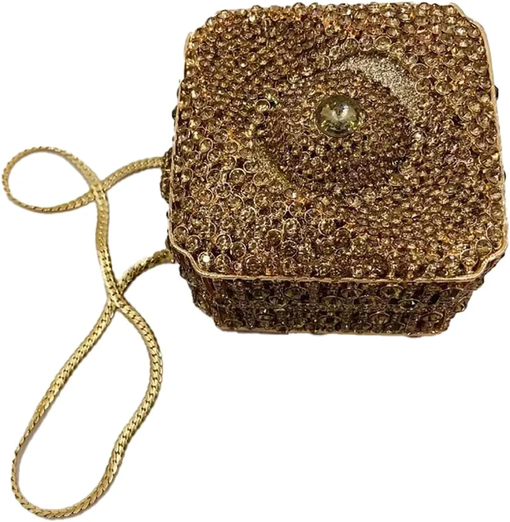 Mini Square Crystal Evening Bag for Women Special Eye Rhinestones Clutch Purse Bling Evening Party Dating Handbag