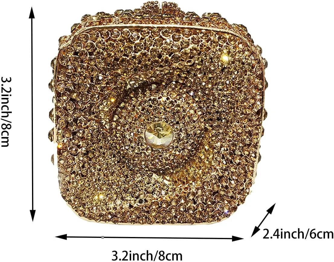 Mini Square Crystal Evening Bag for Women Special Eye Rhinestones Clutch Purse Bling Evening Party Dating Handbag