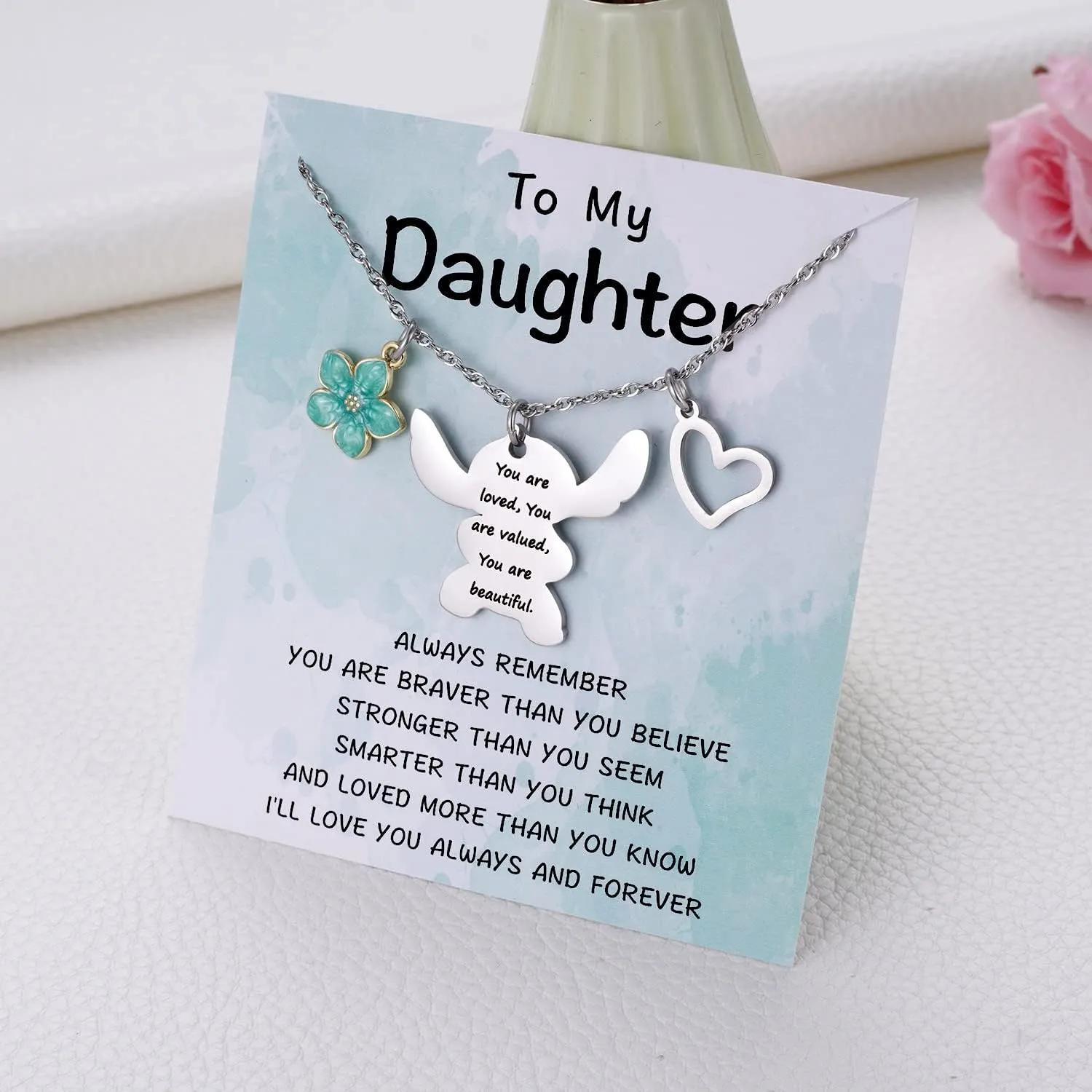 MIXJOY You are My Sunshine Necklace&Greeting Card, Birthday Christmas for Women Niece Daughter Granddaughter