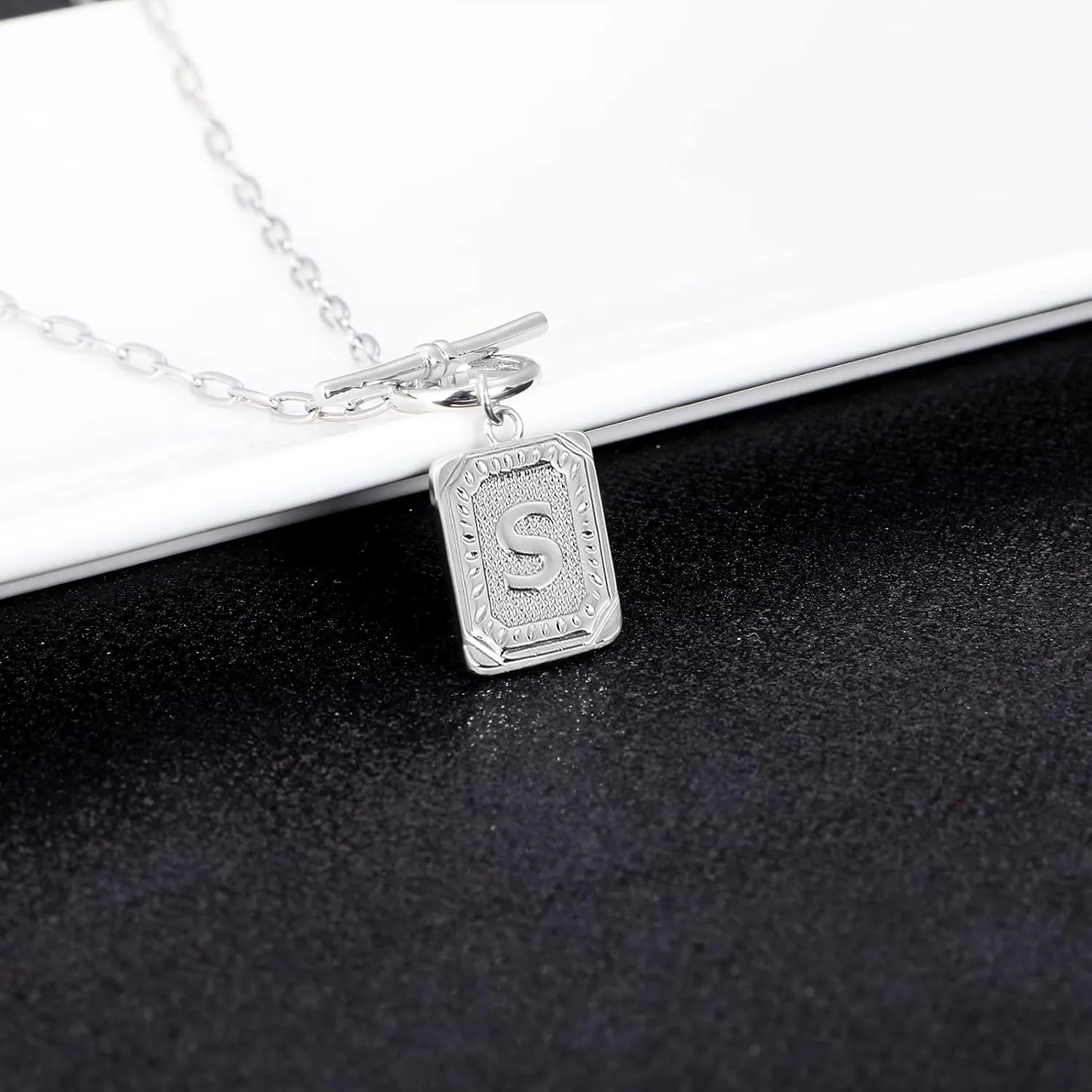 MJartoria Layered Initial Necklaces for Women Trendy, 14K Gold Plated Simple Star Choker Square Letter Pendant Necklace, Paperclip Chain Necklace, Gold Necklaces Jewelry Gifts