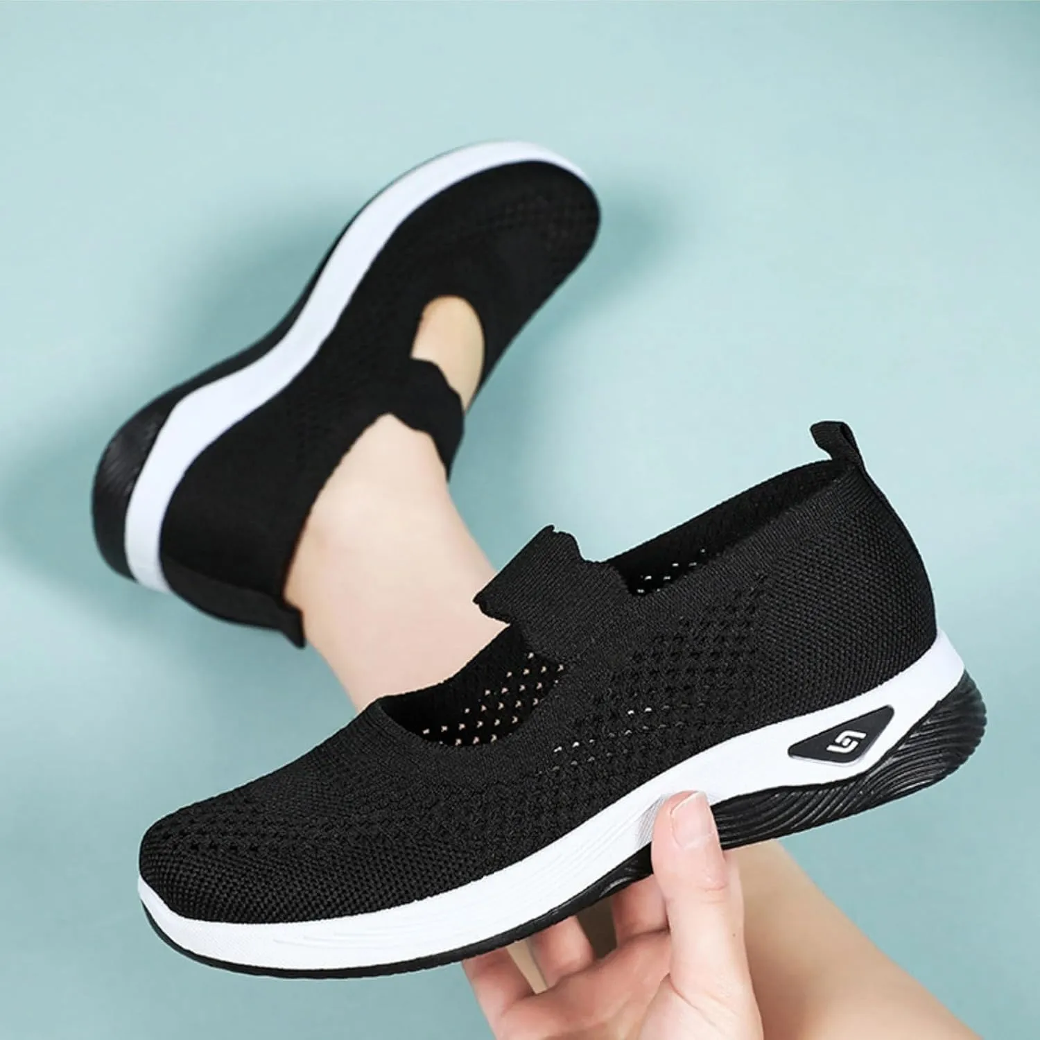 Mmoneyake Orthopedic Shoes for Women Walking Shoe Orthopedic Breathable Soft Shoes Diabetic Foam Shoe Hands Free Slip On Sneakers with Arch Support Indoor Outdoor Casual Sneakers