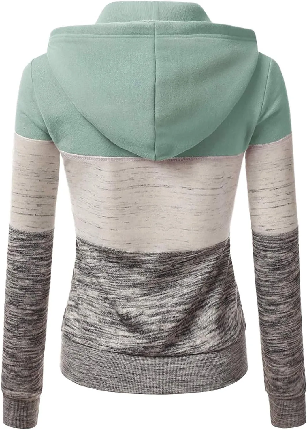 Mmoneyake Women Hoodies with Zipper Color Block Hoodie Zip-Up Jersey Jacket Long Sleeve Comfortable Lightweight Sweatshirt