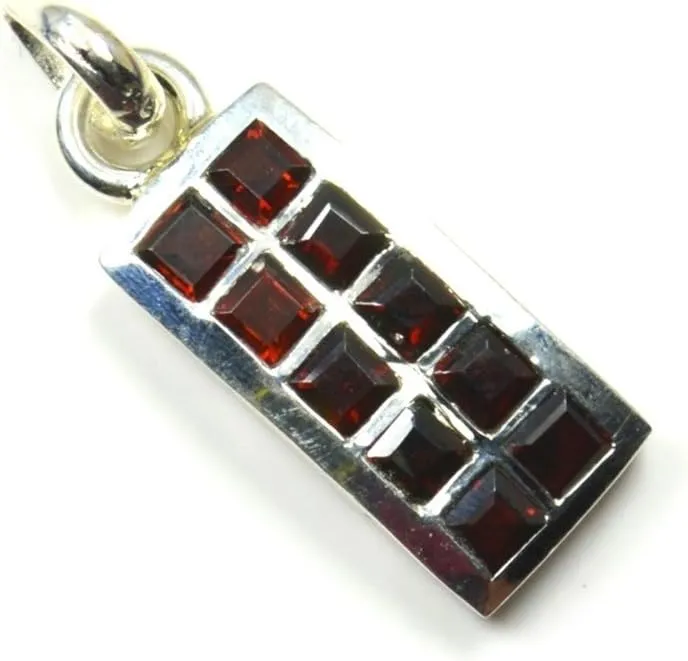 Natural Princess Cut Red Garnet Pendant Necklaces for Women Sterling Silver Chakra Healing