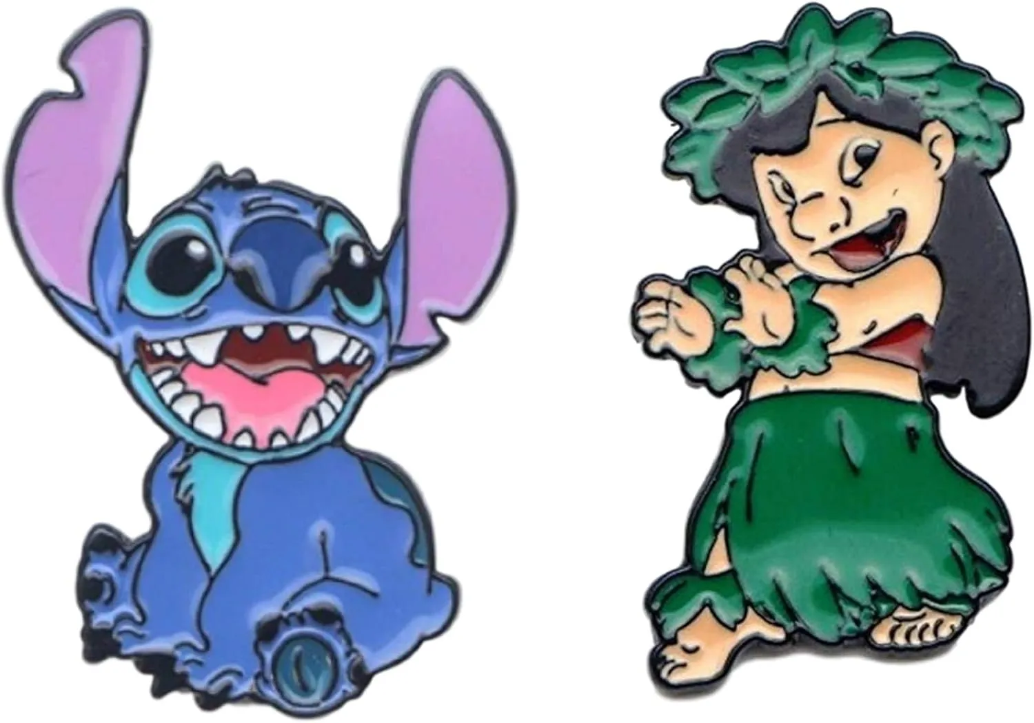 New Horizons Production Lilo and Stitch Cartoon Character Set of 2 Metal Enamel Pins