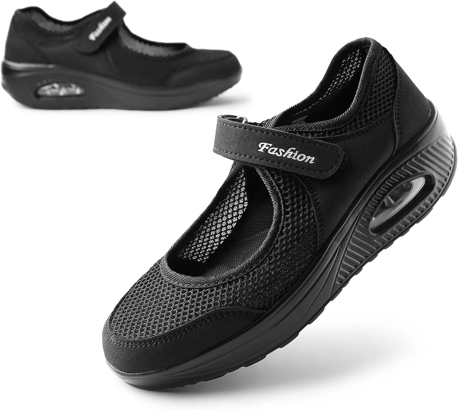 Nurse Shoes for Women Comfortable Velcro Shoes Non-Slip Work Shoes Lightweight Breathable Mesh Slip on Casual Walking Shoes with Arch Support Nursing Orthotic Diabetes Plantar Fasciitis Shoes
