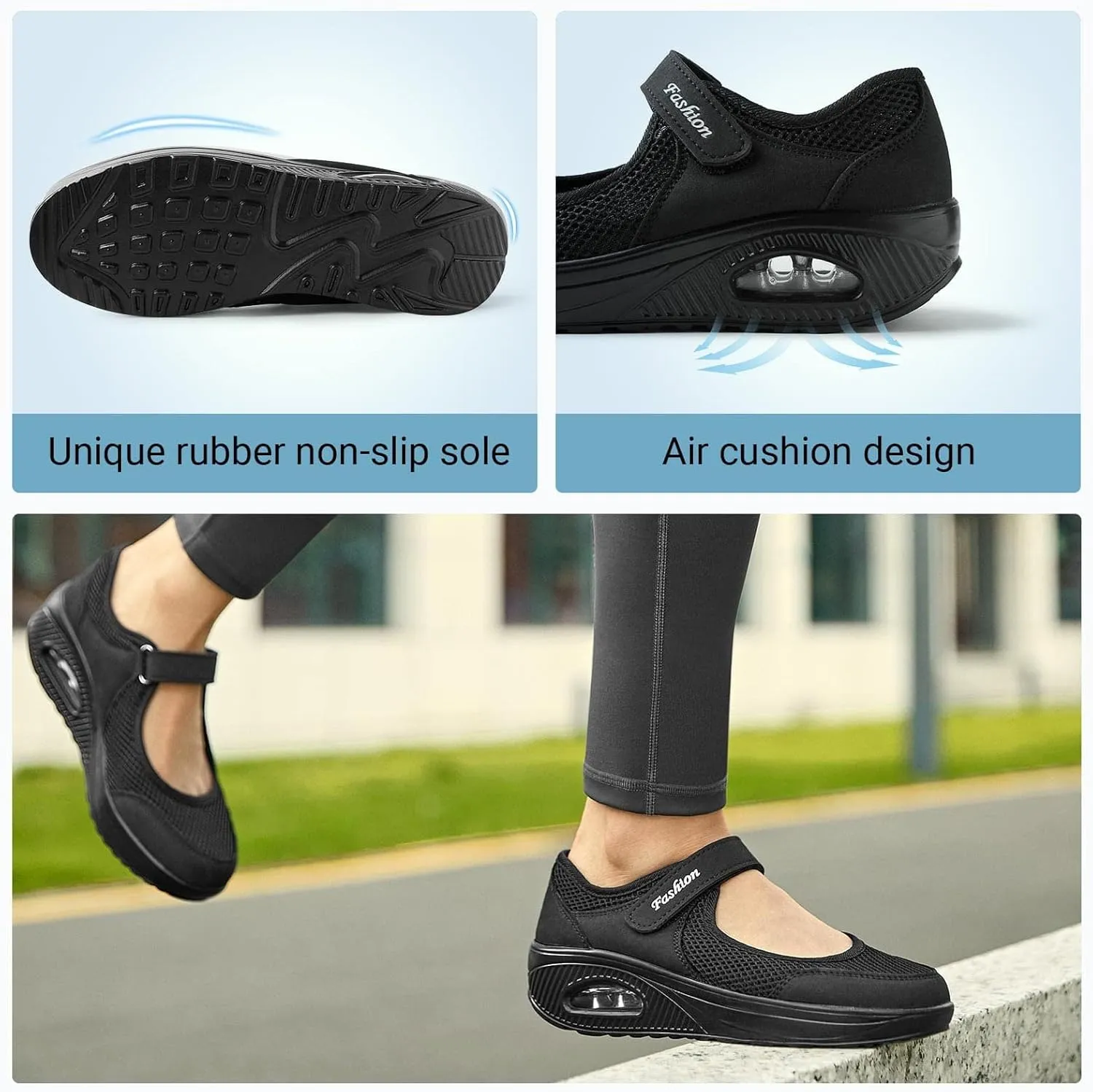 Nurse Shoes for Women Comfortable Velcro Shoes Non-Slip Work Shoes Lightweight Breathable Mesh Slip on Casual Walking Shoes with Arch Support Nursing Orthotic Diabetes Plantar Fasciitis Shoes