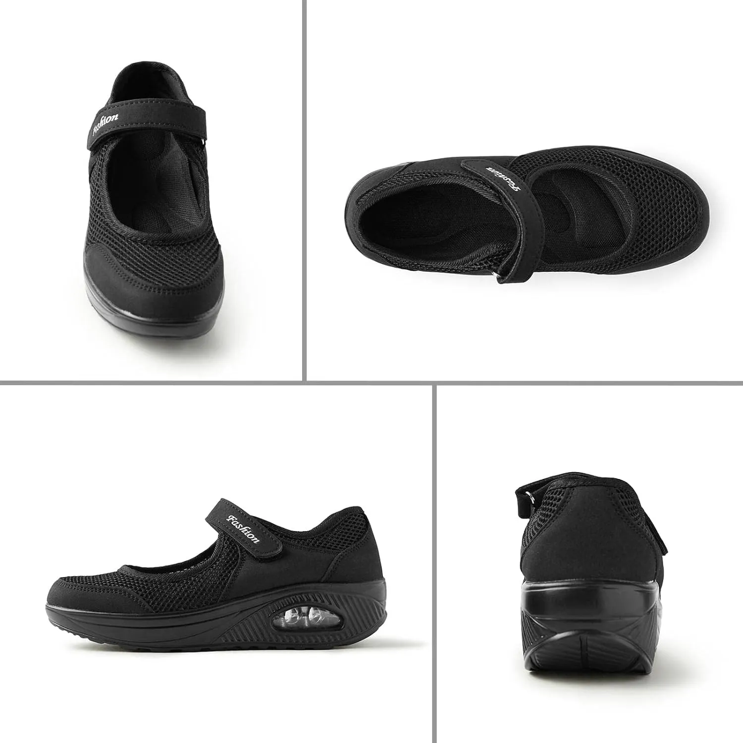Nurse Shoes for Women Comfortable Velcro Shoes Non-Slip Work Shoes Lightweight Breathable Mesh Slip on Casual Walking Shoes with Arch Support Nursing Orthotic Diabetes Plantar Fasciitis Shoes