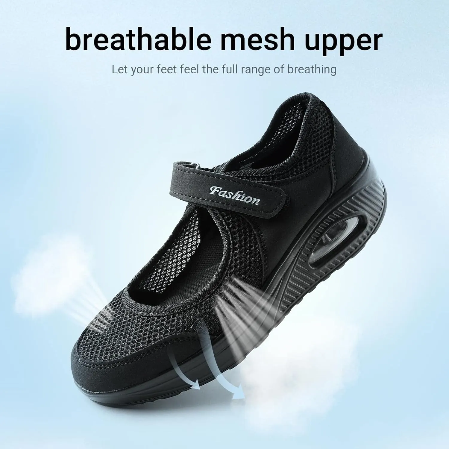 Nurse Shoes for Women Comfortable Velcro Shoes Non-Slip Work Shoes Lightweight Breathable Mesh Slip on Casual Walking Shoes with Arch Support Nursing Orthotic Diabetes Plantar Fasciitis Shoes