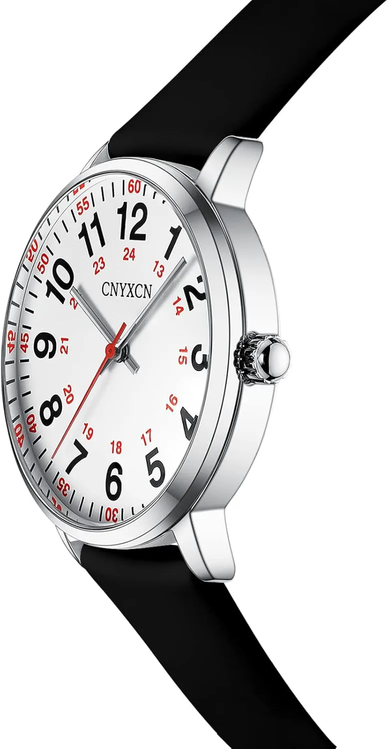 Nurse Watch for Medical Students,Doctors,Women Men with Second Hand and 24 Hour Easy to Read Dial Silicone Band Water Resistant