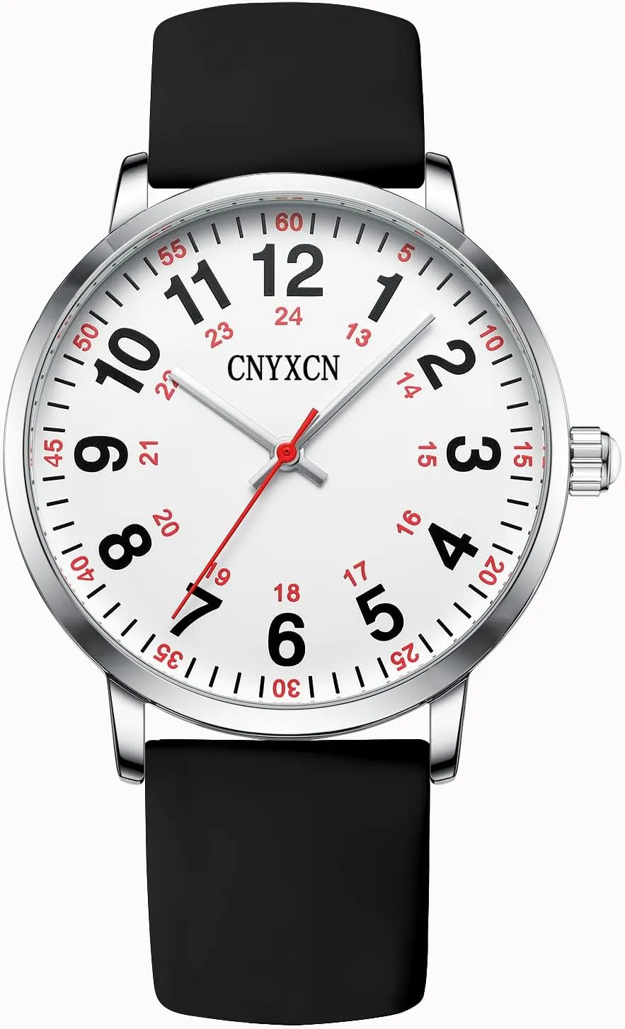 Nurse Watch for Medical Students,Doctors,Women Men with Second Hand and 24 Hour Easy to Read Dial Silicone Band Water Resistant