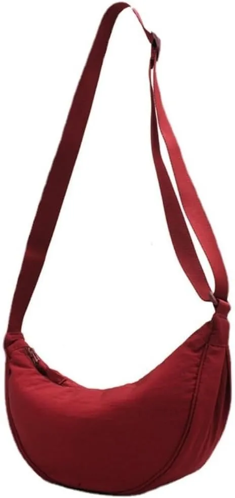 Nylon Slouchy Purse Crossbody Hobo for Women Men Small Round Mini Shoulder Bag