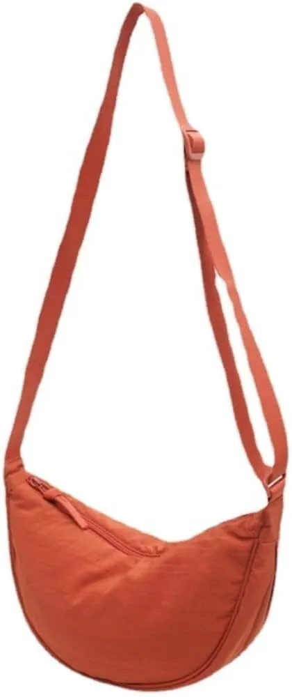 Nylon Slouchy Purse Crossbody Hobo for Women Men Small Round Mini Shoulder Bag