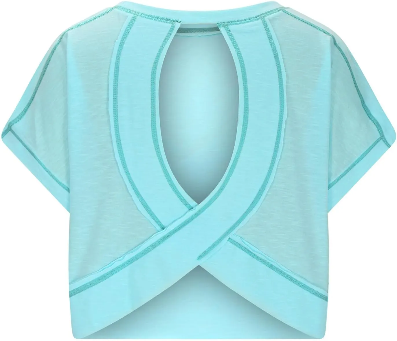 Open Back Tops for Women Backless Workout Short Sleeve Shirts Y2K Gym Yoga Athletic Tshirt Slouchy Crop Running Tees