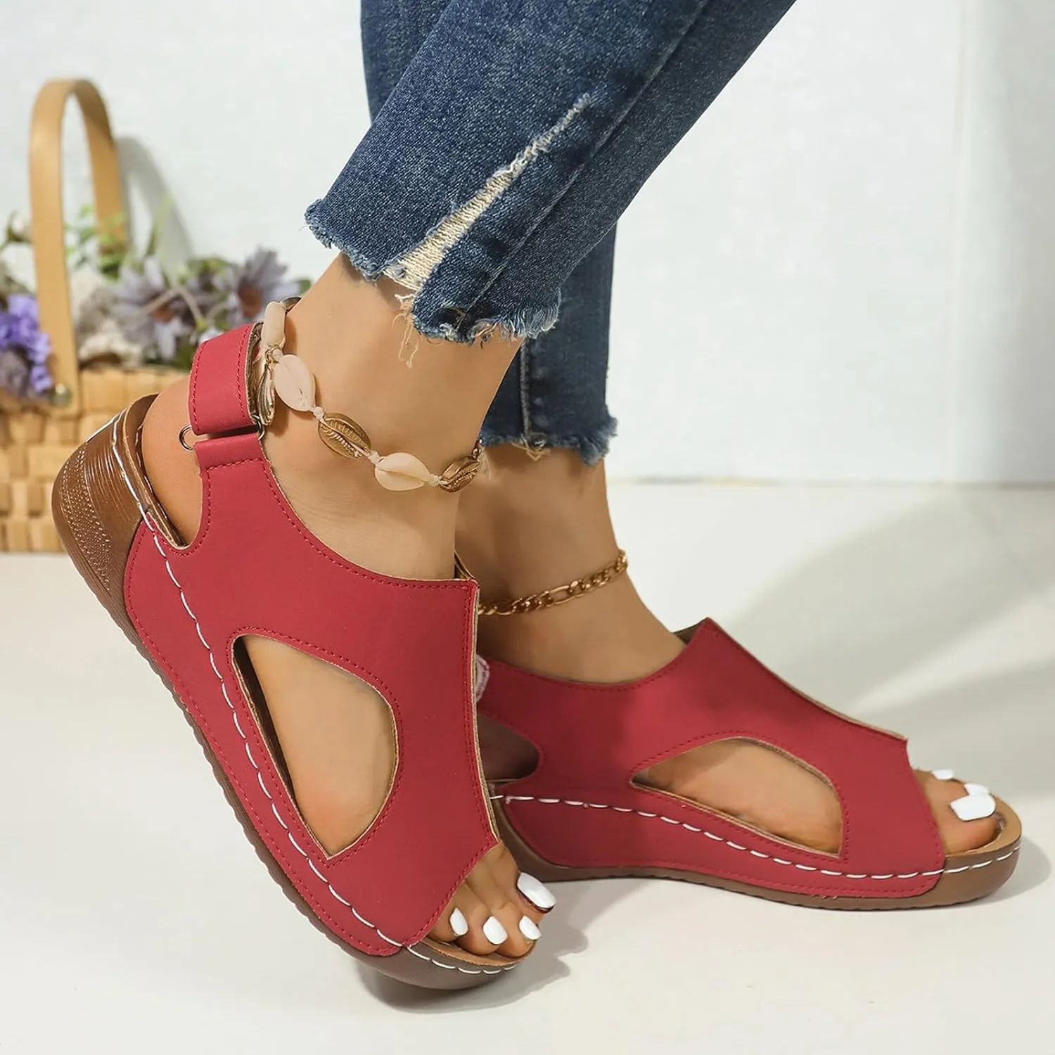 Orthopedic Sandals for Women Arch Support Walking Sandals Comfortable Platform Wedge Sandals Dressy Summer Sandals