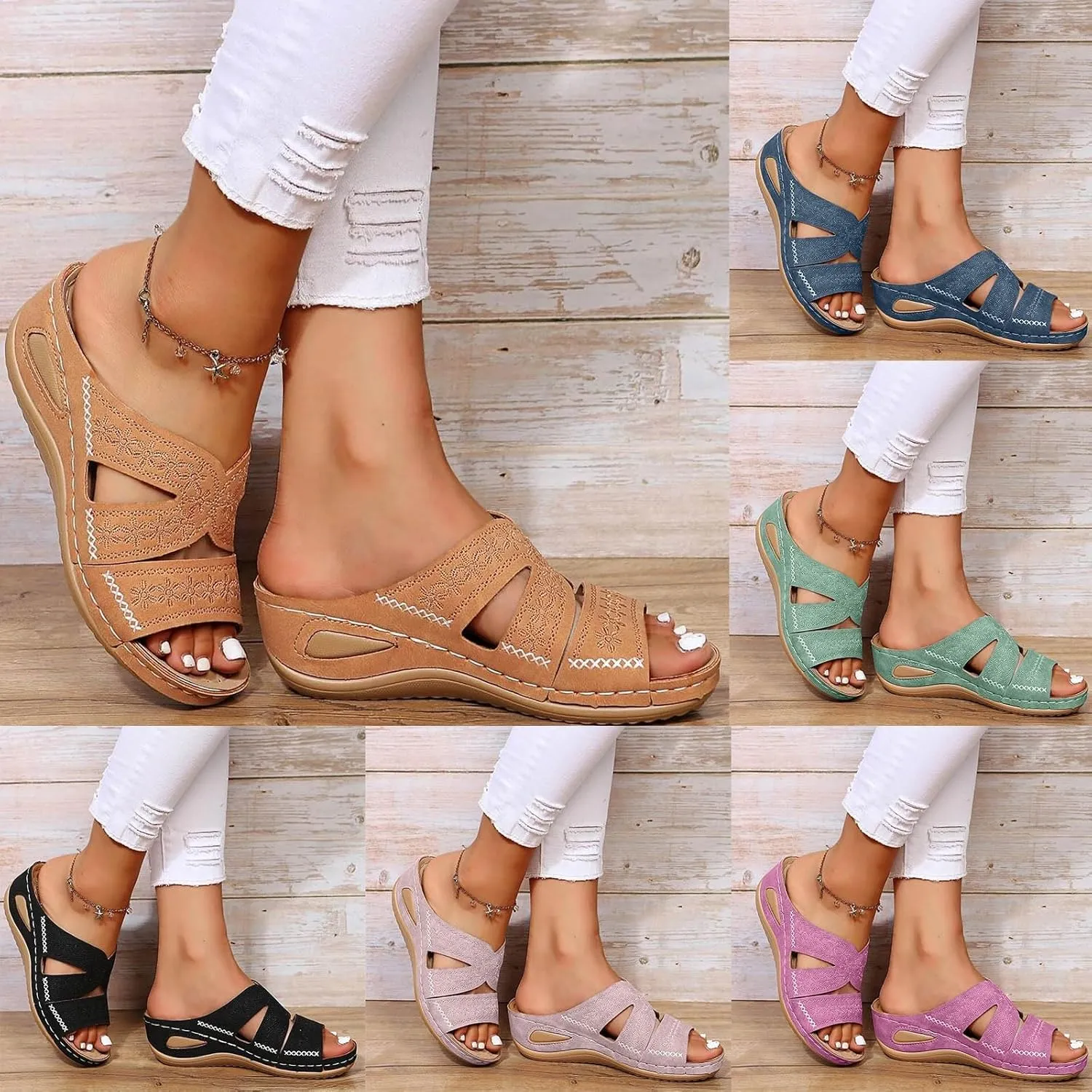 Orthopedic Sandals for Women Dressy Summer Comfortable Sandals with Arch Support Wedge Sandals Flip Flops Sandals