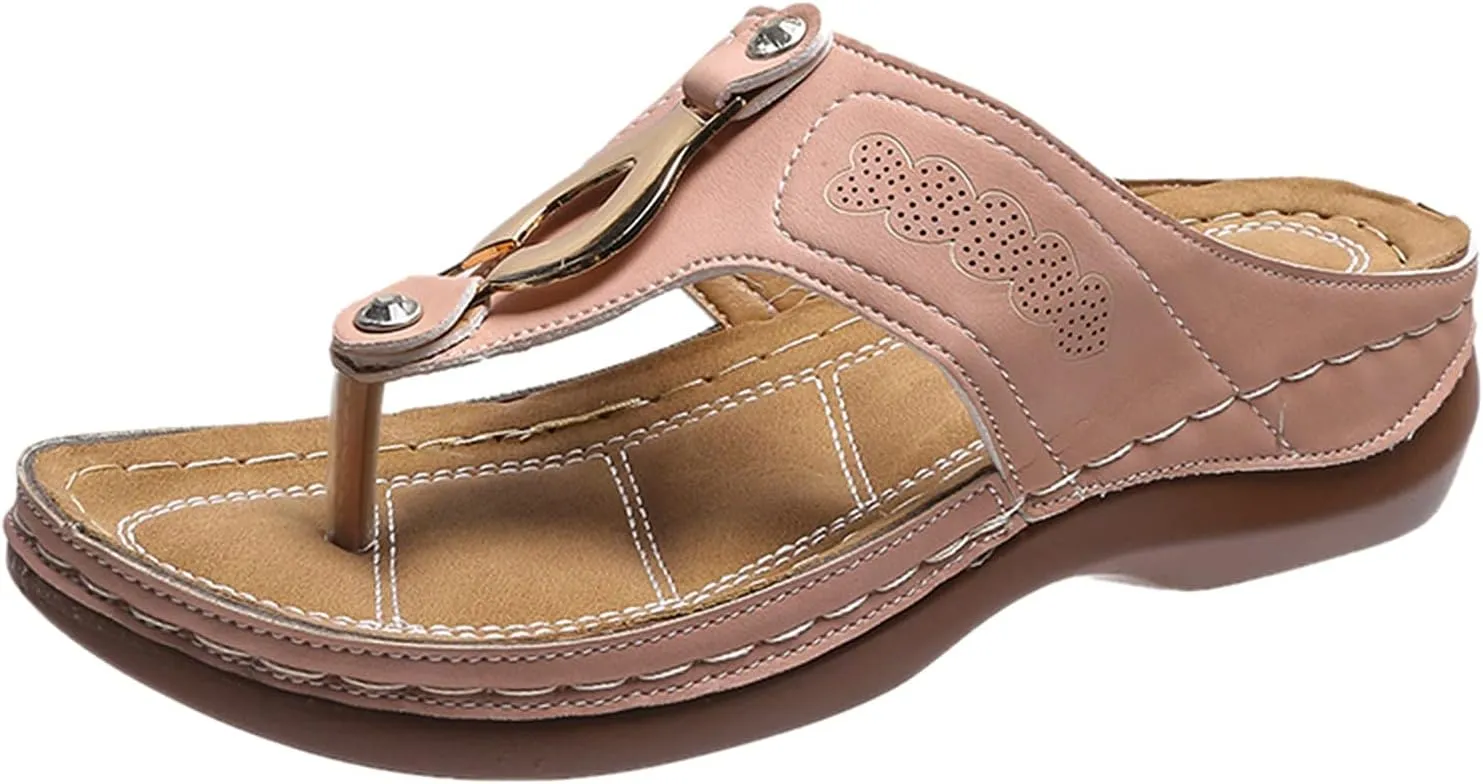 Orthopedic Sandals for Women Dressy Summer Wide Width Comfortable Orthotic Slides Shoes Walking Sandals with Arch Support