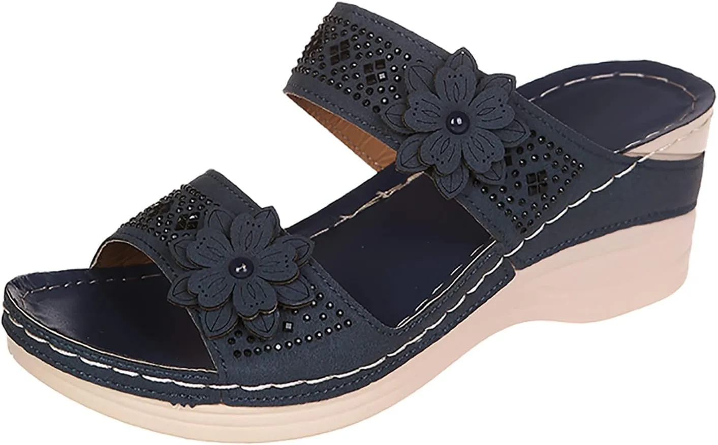 Orthopedic Sandals for Women Wedge Sandals Hollow Flowers Walking Sandals With Arch Support Dressy Summer Flat 2024