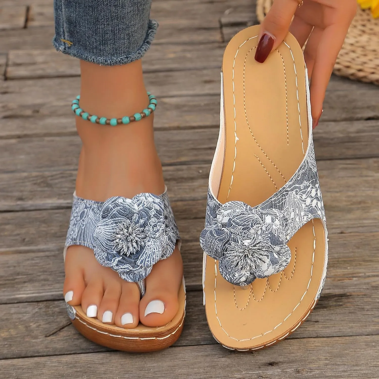 Orthopedic Sandals for Women, Womens Summer Dressy Platform Flip Flops Comfortable Casual Dress Wedding Wedges Sandal Ladies
