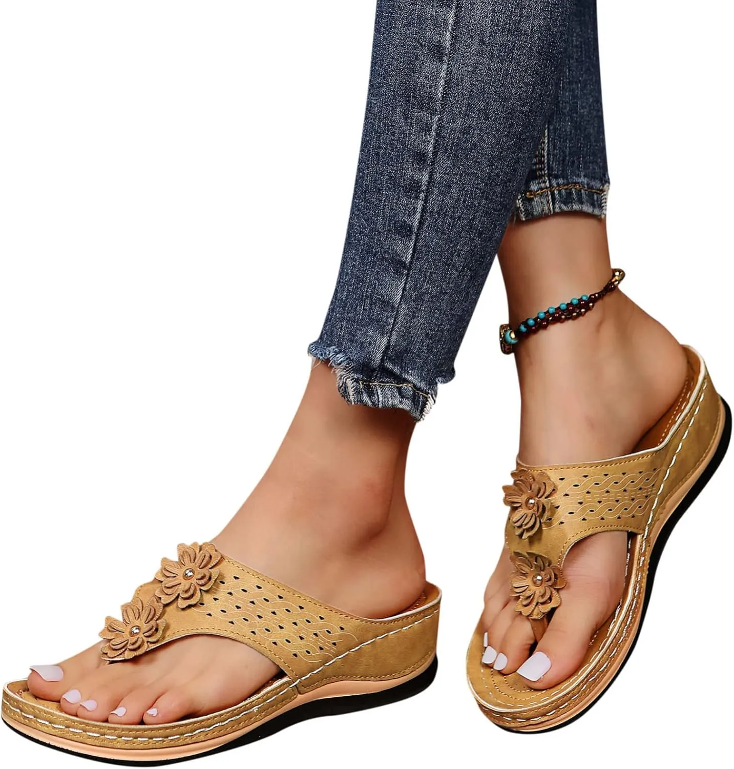 Orthopedic Sandals for Women,Womens Sandals with Arch Support Sandals Flip Flops Wedge Walking Sandals Platform Sandals Shoes