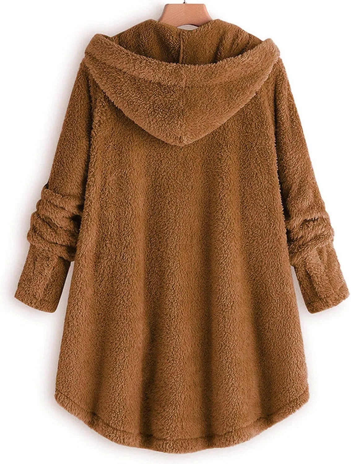 Oversized Sherpa Sweatshirt Fuzzy Fleece Soft Warm Pullover Sweater Button Hoodie Pocket Plush Coat
