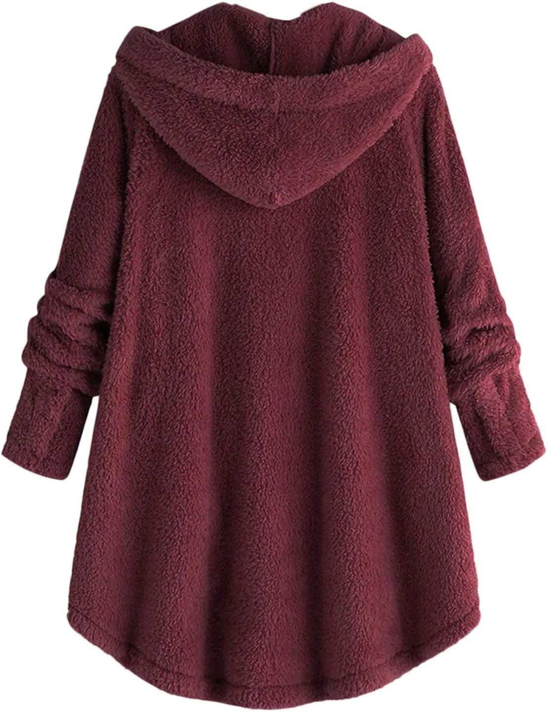 Oversized Sherpa Sweatshirt Fuzzy Fleece Soft Warm Pullover Sweater Button Hoodie Pocket Plush Coat