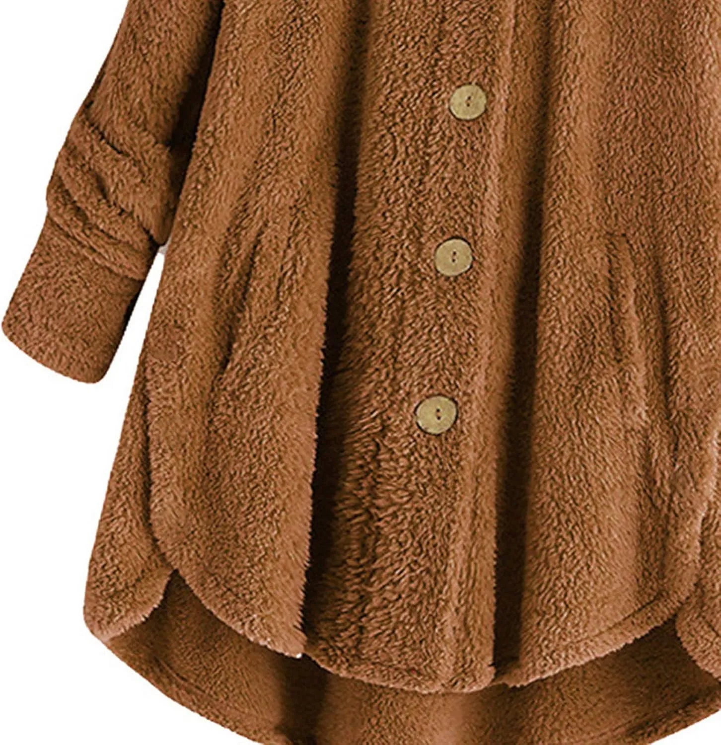 Oversized Sherpa Sweatshirt Fuzzy Fleece Soft Warm Pullover Sweater Button Hoodie Pocket Plush Coat
