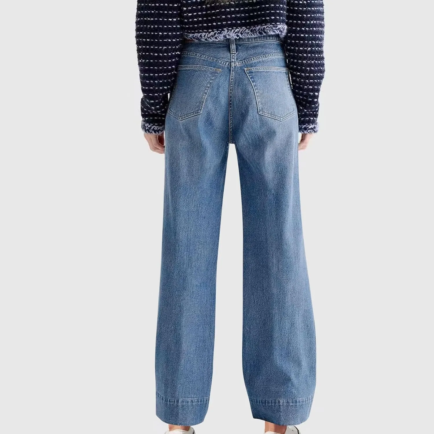 Palazzo Denim Pants for Women Trendy Going Out Washed Distressed Jeans High Waisted Flared Bell Bottom Jeans Pants