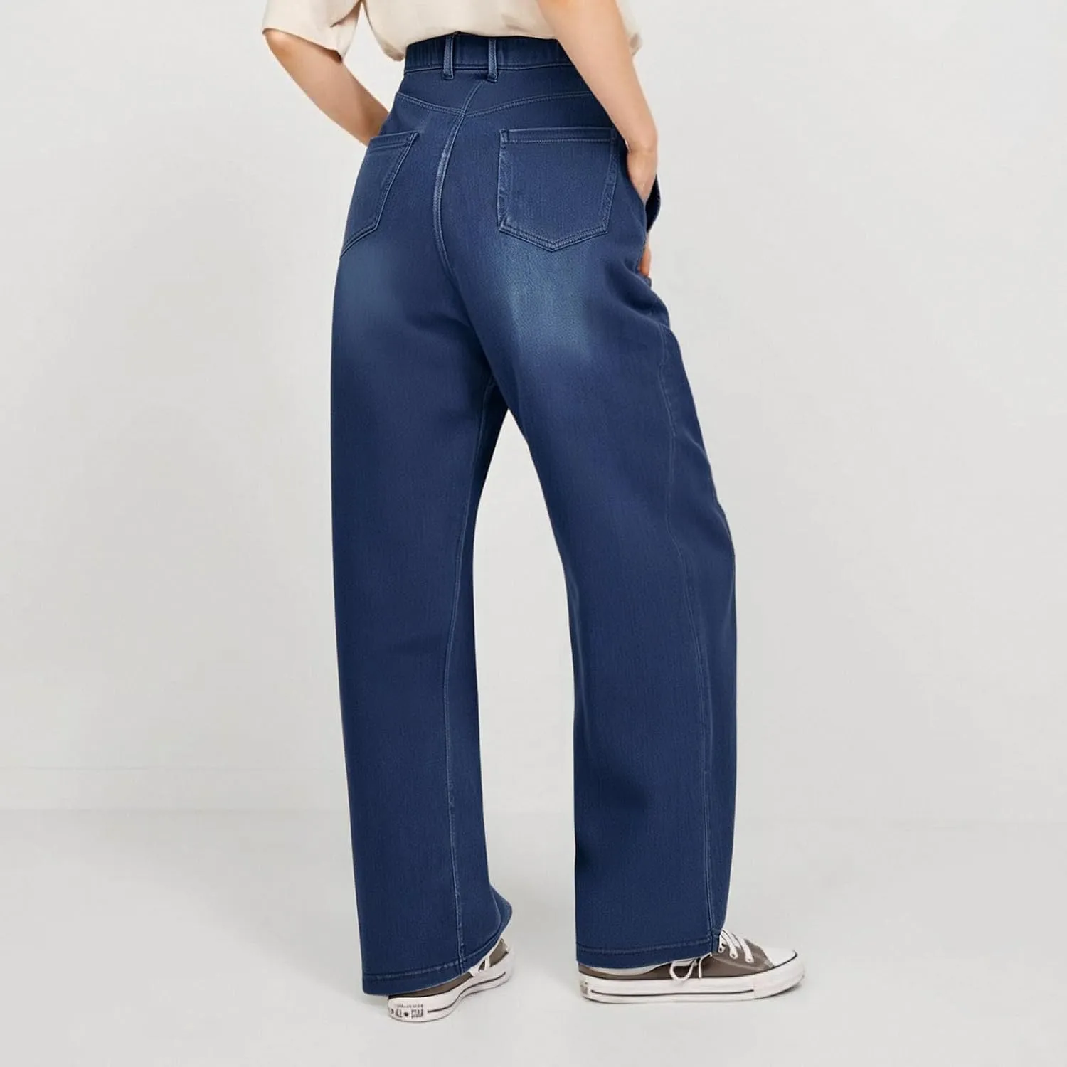 Plus Size Jeans Wide Leg Summer,Womens Cropped Jeans Stretchy Trousers Petite Baggy Cargo High Waisted Trendy