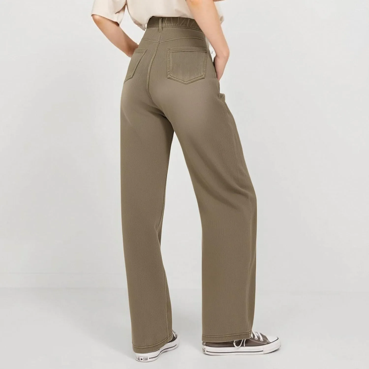 Plus Size Jeans Wide Leg Summer,Womens Cropped Jeans Stretchy Trousers Petite Baggy Cargo High Waisted Trendy