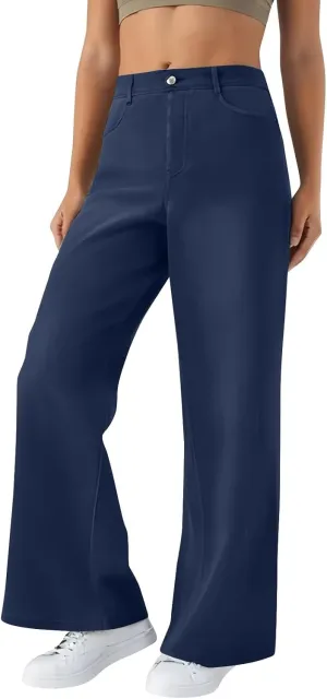 Plus Size Jeans Wide Leg Summer,Womens Cropped Jeans Stretchy Trousers Petite Baggy Cargo High Waisted Trendy
