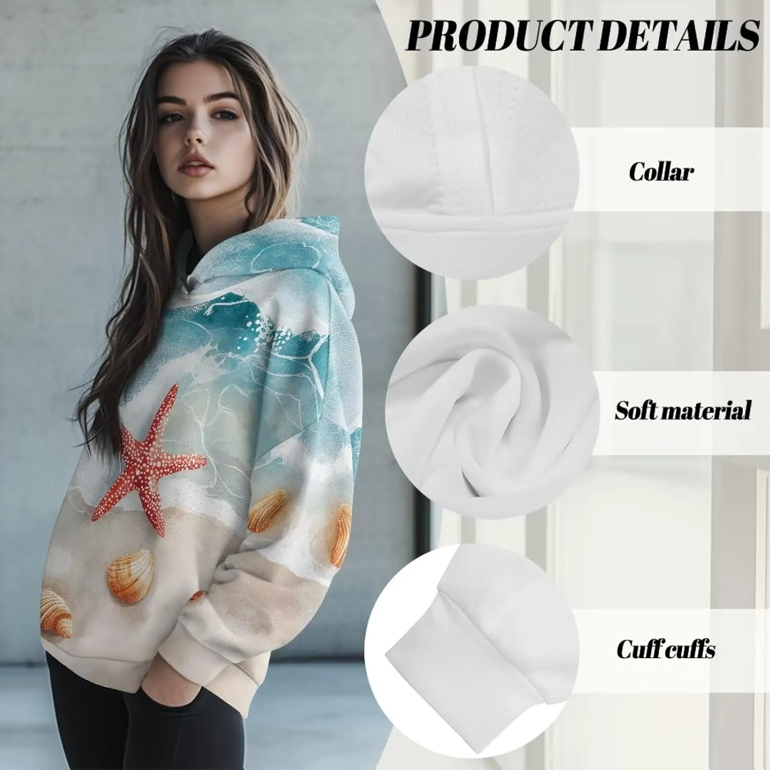 Poceacles Womens Hoodies Oversized Sweatshirts Loose Fit Long Sleeve Hooded Sweaters Pullover Hooded Sweatshirt Preppy Outfit