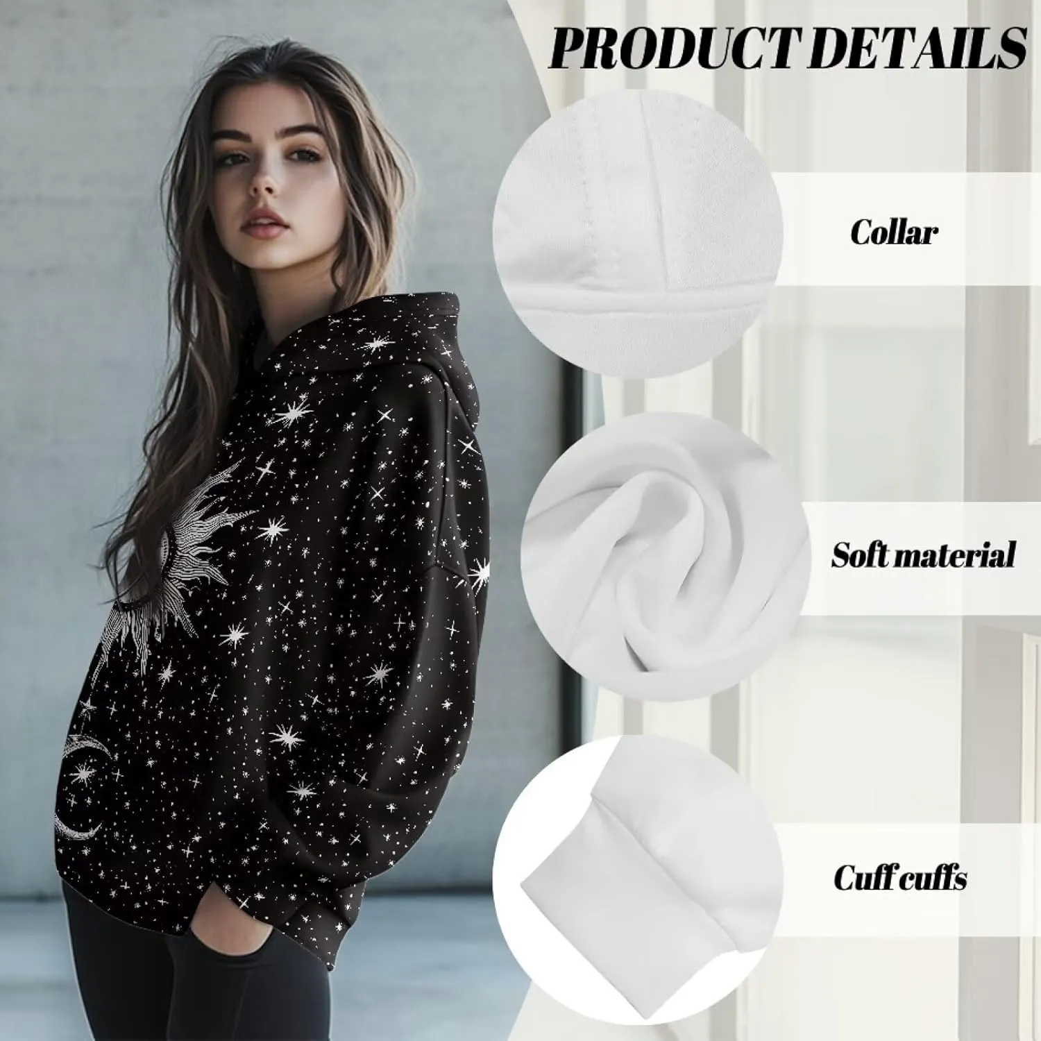 Poceacles Womens Hoodies Oversized Sweatshirts Loose Fit Long Sleeve Hooded Sweaters Pullover Hooded Sweatshirt Preppy Outfit